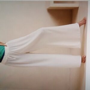 Summersalt Cream Elastic Waistband Super Wide Leg Silky Palazzo Pants XL